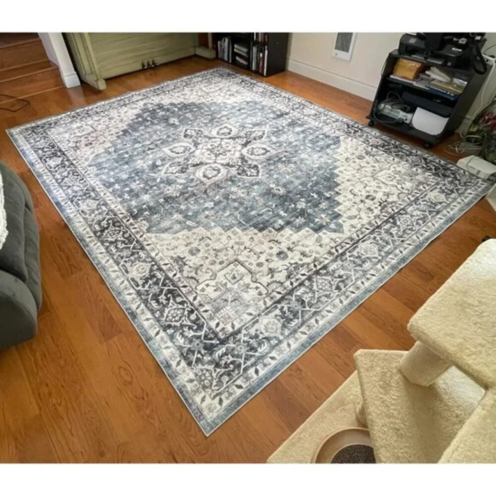 New 8x10 Washable Area Rug Vintage Non-Slip Large Carpet for Living Room Home